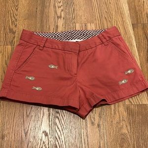 Jcrew Chino Shorts Embroidered Fish Size 8